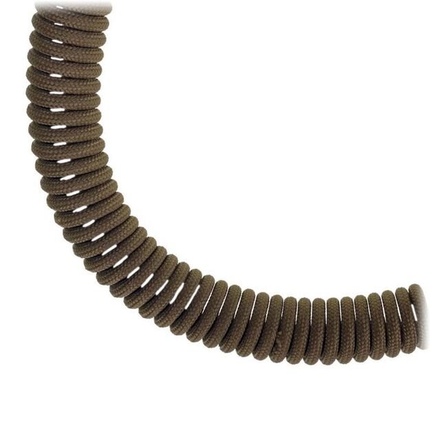 Lanyard coil with belt attachment, coyote brown