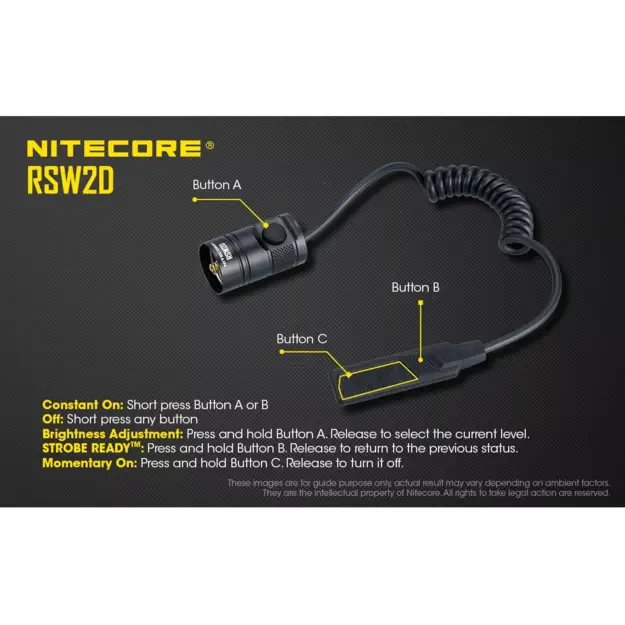 Nitecore RSW2D Remote Pressure Switch for Flashlights