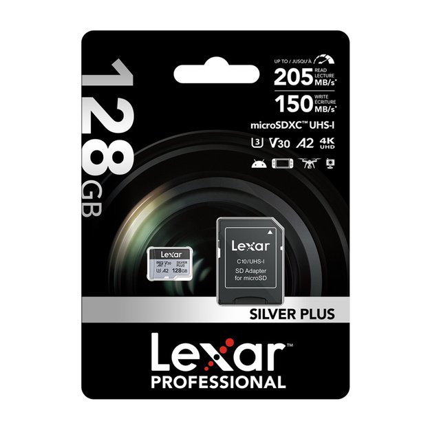 Karta pamięci Lexar High-Performance Silver Plus microSDXC 128GB + adapter