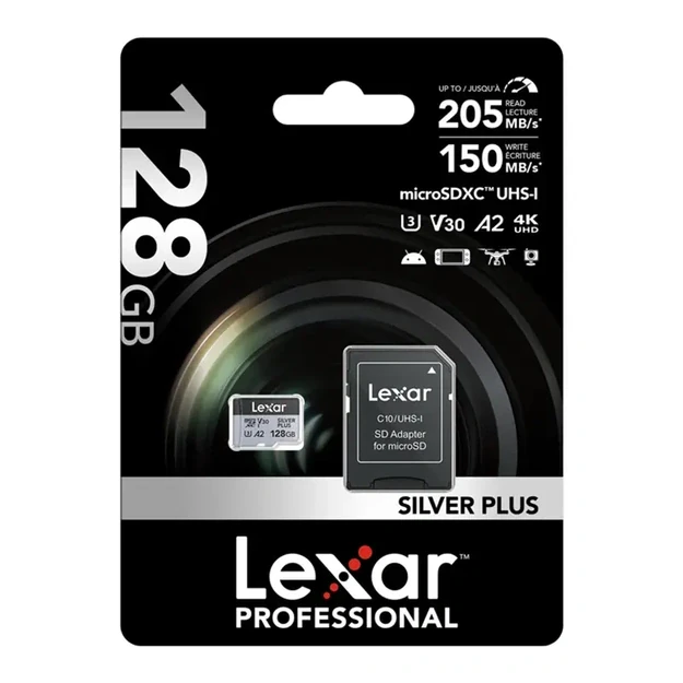 Karta pamięci Lexar High-Performance Silver Plus microSDXC 128GB + adapter