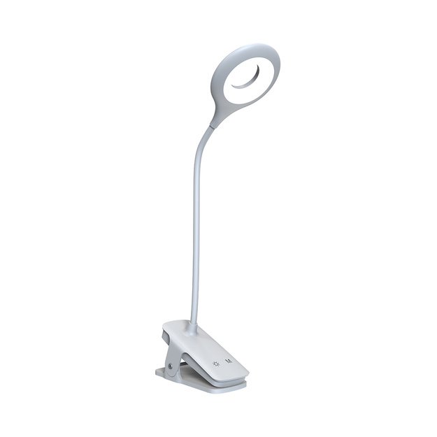Mini Wozinsky belaidė LED skaitymo lempa su segtuku + USB-C laidu – balta