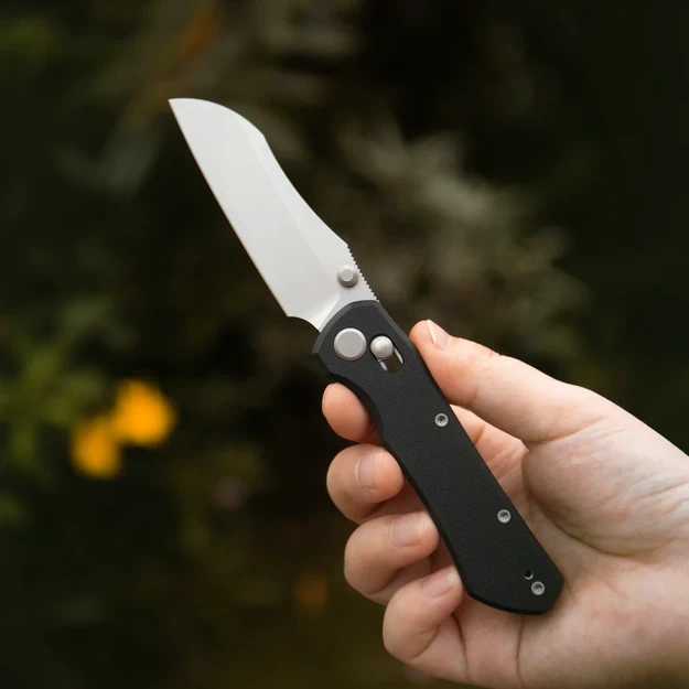 Geo Knife Komodo sulenkiamas peilis Stonewash M390 Blade, Black G10 GEO2509E