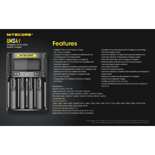 Nitecore UMS4 USB Charger