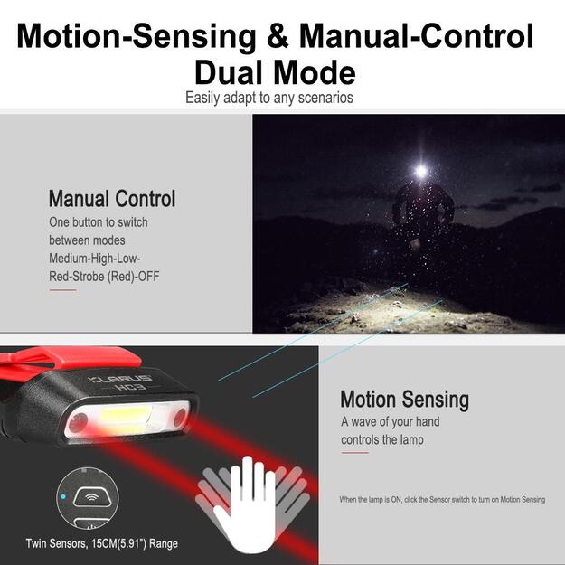 KLARUS HC3 universalus žibintuvėlis 100lm 500mAh