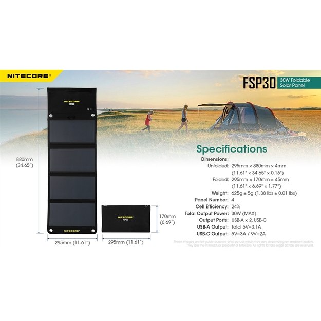 Nitecore FSP30 - 30W saulės baterija