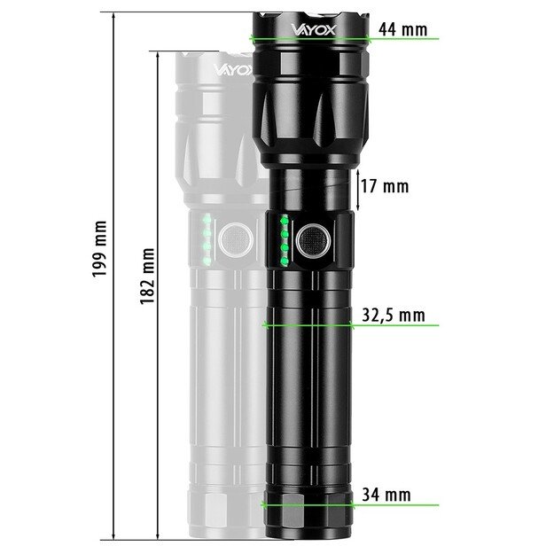 Vayox Pro Series Tactical Flashlight 30W 1060lm VA0108