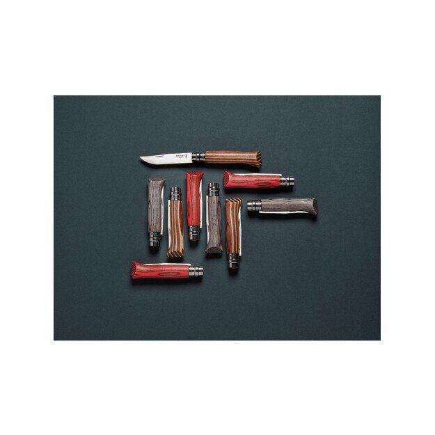 Нож Opinel №8 Laminated Brown с лезвием из нержавеющей стали и коричневой березовой рукояткой