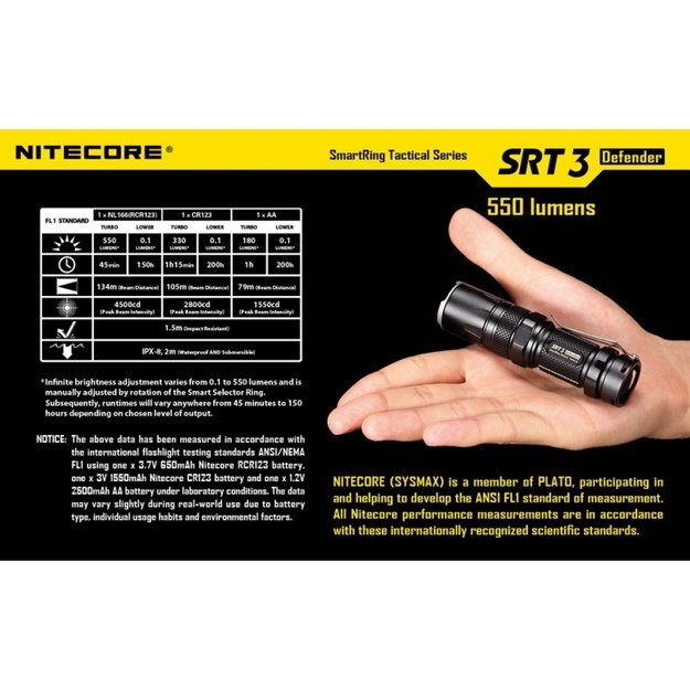 Nitecore SRT3 Defender žibintuvėlis