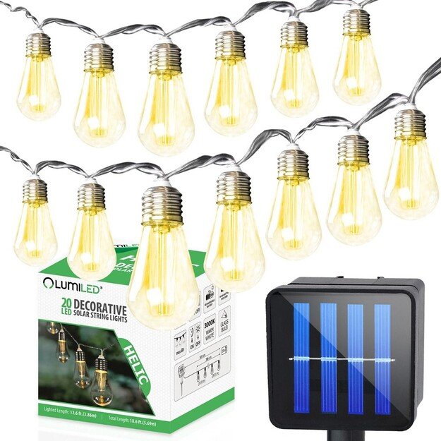 Уличная светодиодная гирлянда 30LED G40 15.1м на солнечной батарее LUMILED CALLIS