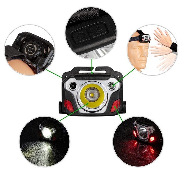 Vayox žibintuvėlis ant galvos su judesio davikliu SST40 1200lm VA0103