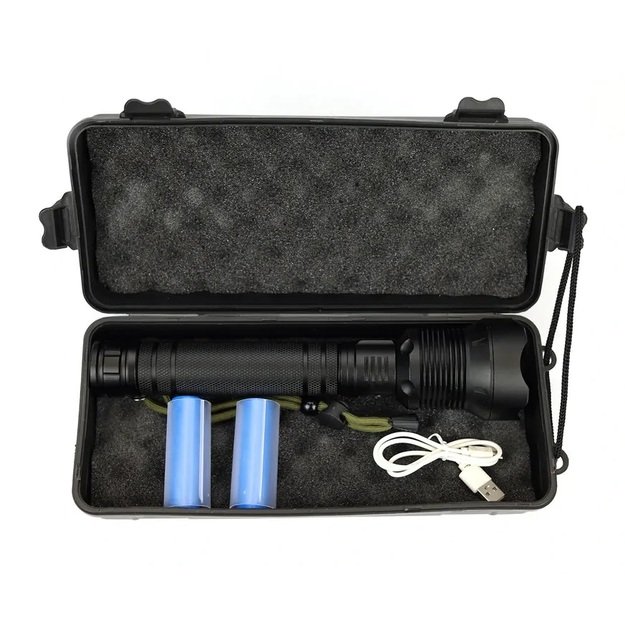 Žibintuvėlis IP67 LED XHP70 Zoom USB