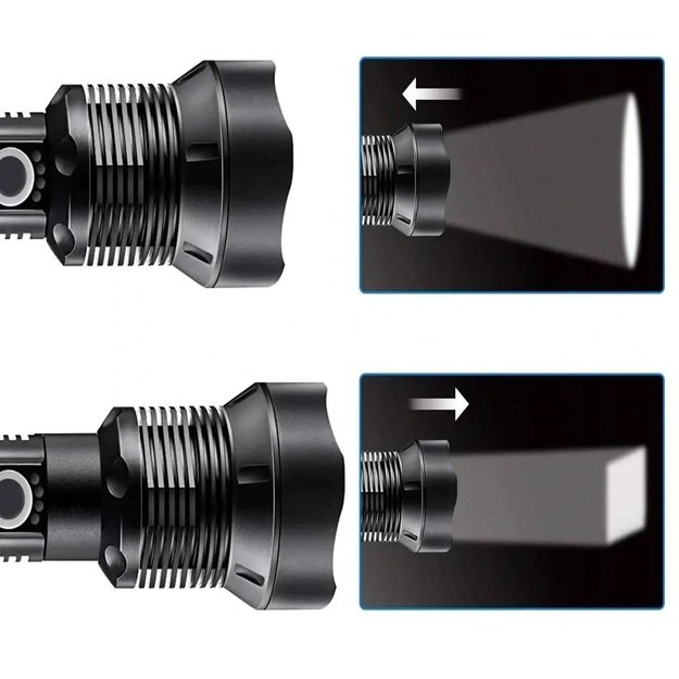 Žibintuvėlis IP67 LED XHP70 Zoom USB