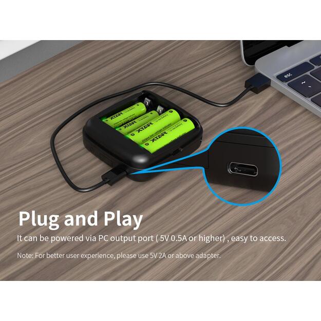XTAR LC4 AA/AAA charger 1.5V Li-ION 4 channels, USB-C