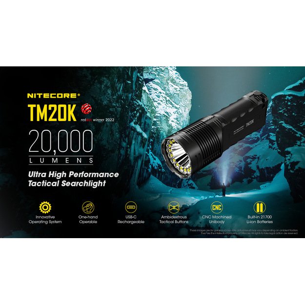 Nitecore TM20K žibintuvėlis, 20000 liumenų