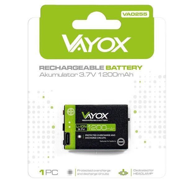 Vayox 3,7 V 1200 mAh akumuliatorius žibintuvėliams VA0255