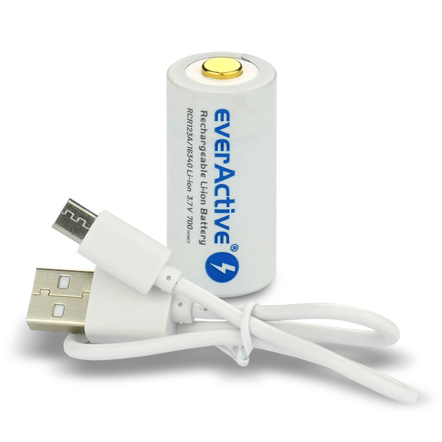everActive 16340 3.7V ličio jonų 700 mAh mikro USB baterija su apsauga