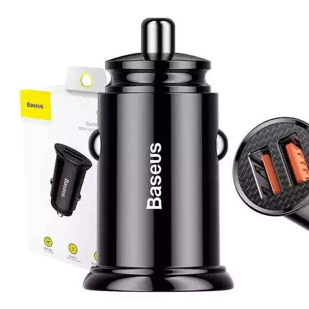 Baseus Circular 2xUSB QC3.0 5A 30W car charger (black)