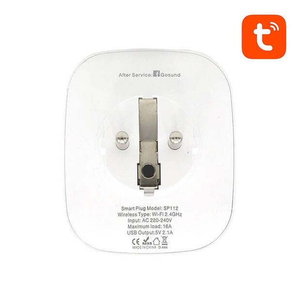 Išmanusis kištukas WiFi Gosund SP112 2xUSB, 16A, Tuya