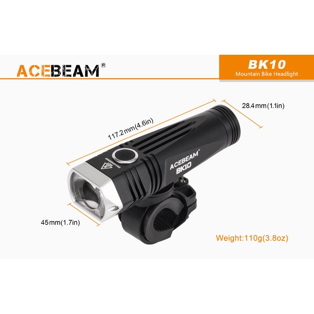 AceBeam BK10 dviračio žibintas USB kraunamas