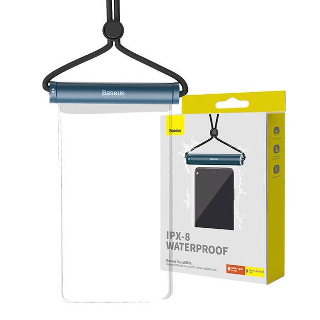 Baseus AquaGlide Водонепроницаемый чехол для телефона с цилиндрическим замком-слайдером (синий)