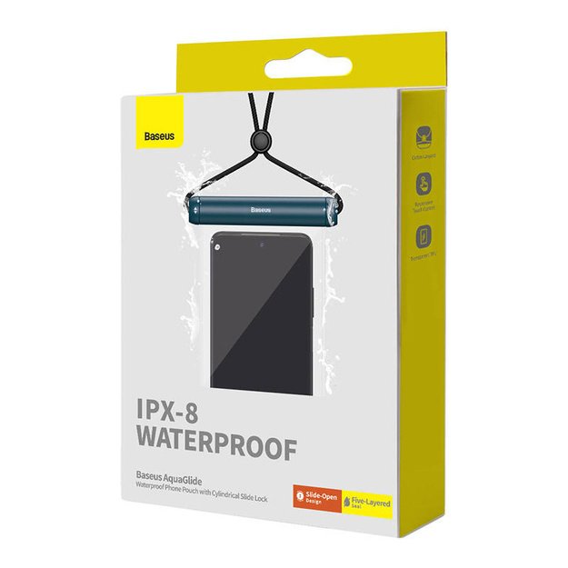 Baseus AquaGlide Водонепроницаемый чехол для телефона с цилиндрическим замком-слайдером (синий)