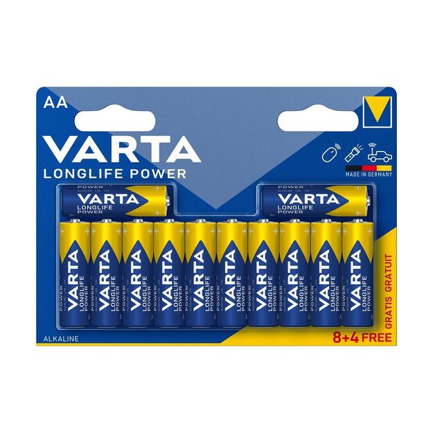 AA elementai 1.5V šarminiai Longlife Power (12vnt) VARTA 4906