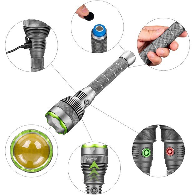 Vayox flashlight 10000lm COB LED 2600mAh IPX7 VA0254