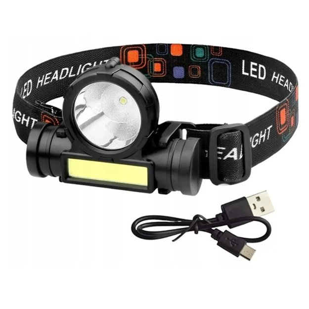 Žibintuvėlis ant galvos 3W LED+COB