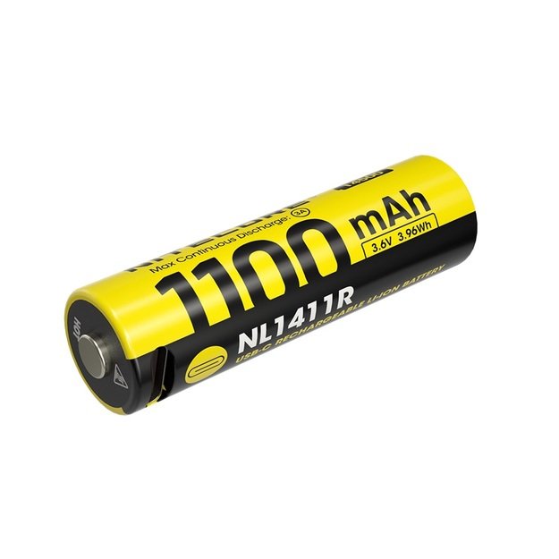 Nitecore Li-Ion baterija 14500, 1100mAh, USB-C, NL1411R