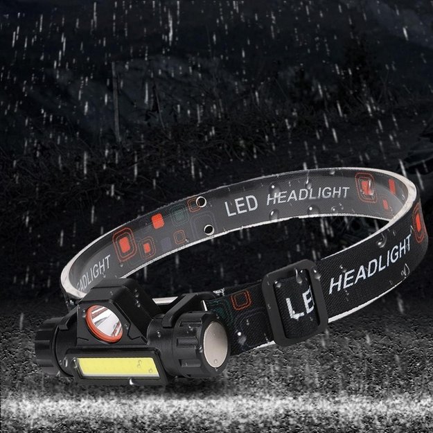 Įkraunamas žibintuvėlis ant galvos COB-LED