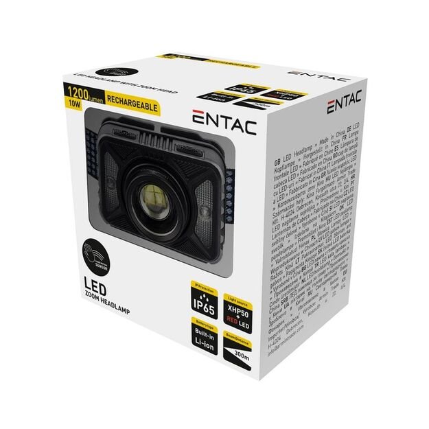 Žibintuvėlis ant galvos su judesio sensoriumi 10W XHP50 + raudona šviesa