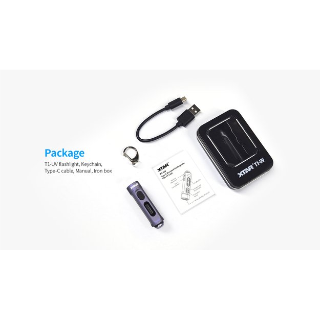 Xtar T1 Белый и УФ Перезаряжаемый светодиодный фонарик для ключей