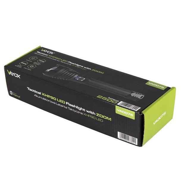 VAYOX rankinis taktinis žibintas 2500lm, IPX4, XHP90 LED