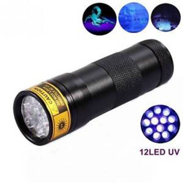 UV žibintuvėlis 12 LED