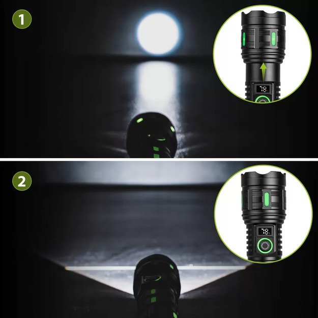 VAYOX 1200lm Pro serijos taktinis įkraunamas žibintuvėlis VA0365