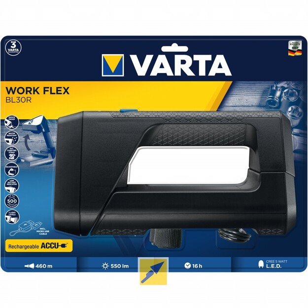 Pakraunamas nešiojamas VARTA žibintas Work Flex BL30R 