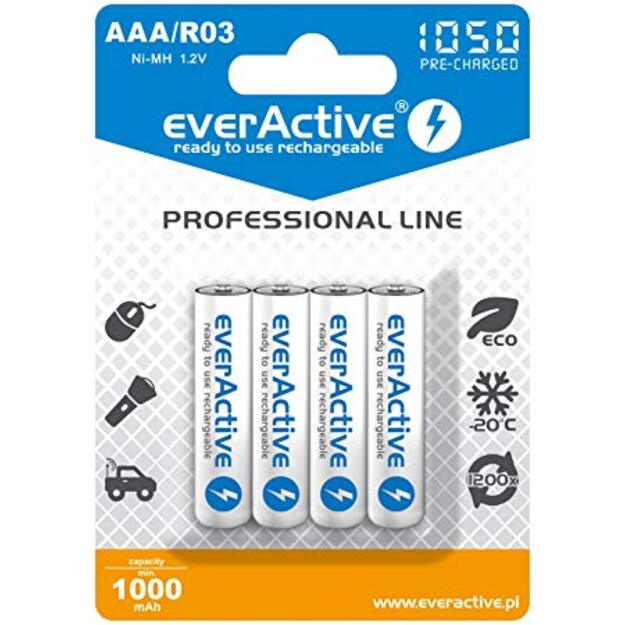 1050 mAh AAA rechargeable batteries Everactive, 4pcs.