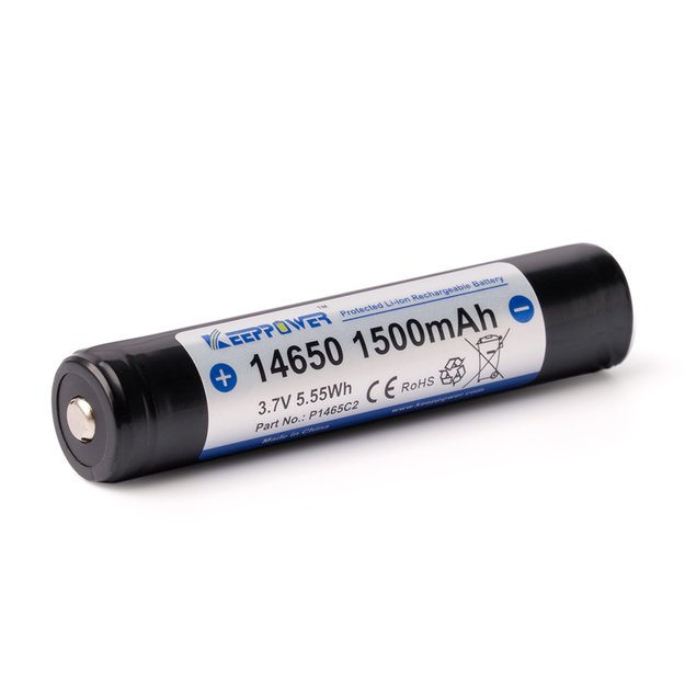 Литий-ионный аккумулятор Keeppower 14650, 1500 mAh, 3,6–3,7 V с PCB P1465C2