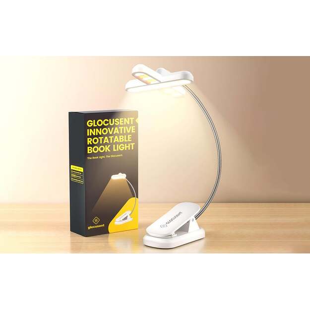 Glocusent reguliuojama belaidė skaitymo lemputė, USB-C 1000 mAh (balta)