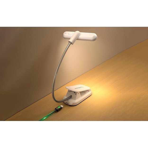 Glocusent reguliuojama belaidė skaitymo lemputė, USB-C 1000 mAh (balta)