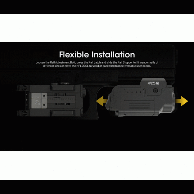 Nitecore žibintuvėlis ant ginklo NPL25 GL UHi 25 LED 900 liumenų + žalias lazeris