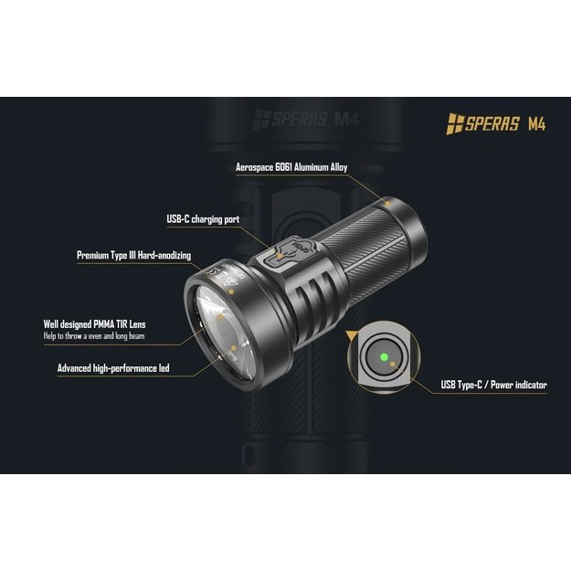 SPERAS M4 Mini Flashlight 1320lm 652m