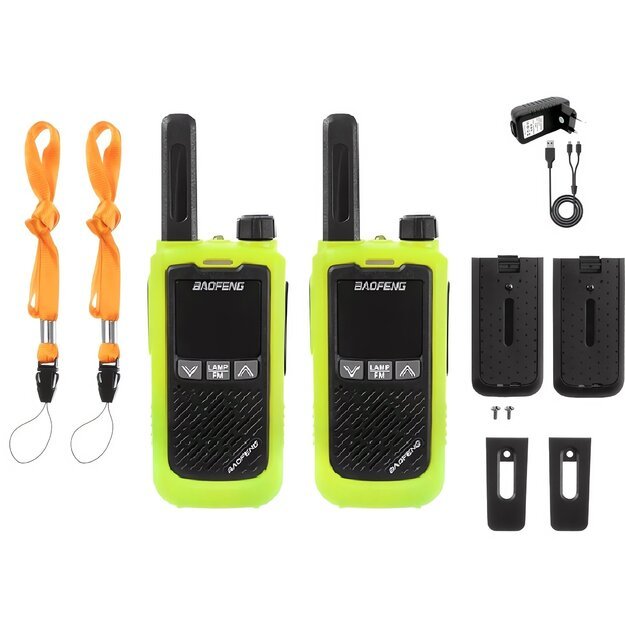 Baofeng BF-T17 Walkie Talkie racijos su žibintuvėliu, 2vnt, Žalia