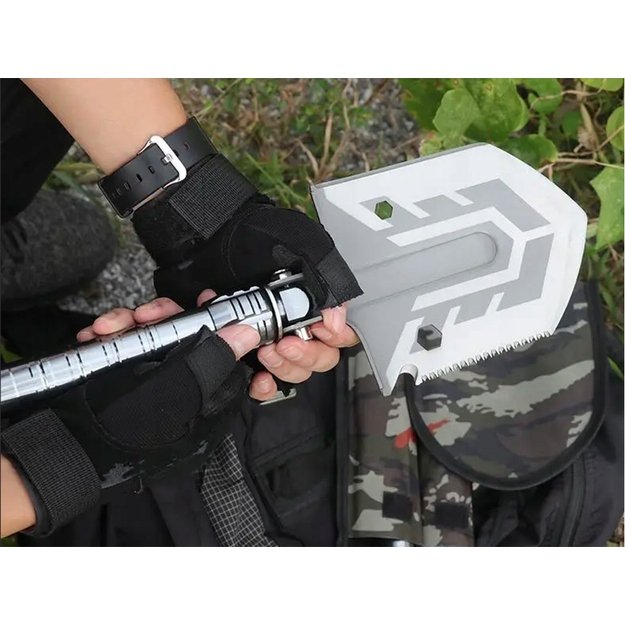 Sulankstomas daugiafunkcinis kastuvas su dėklu