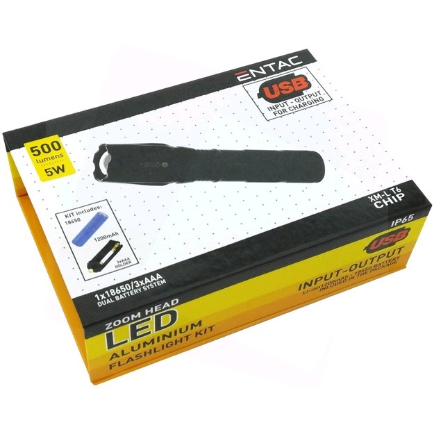 Алюминиевый фонарик 5W USB 500лм Zoom