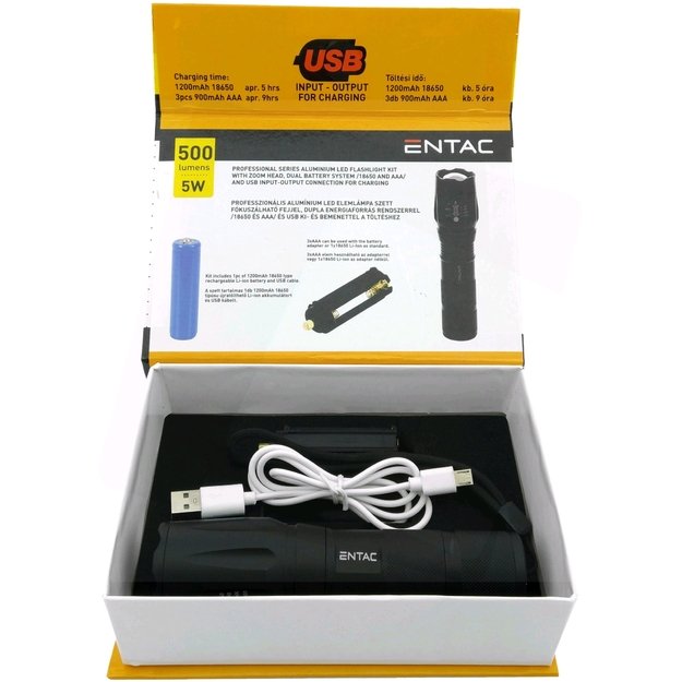 Алюминиевый фонарик 5W USB 500лм Zoom