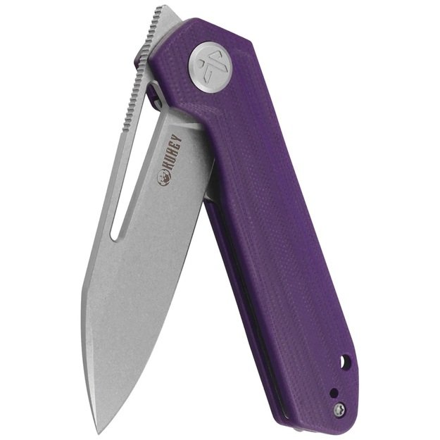 Складной нож Kubey Royal из фиолетового G10 с обработкой Stonewashed 14C28N от Колина Мезонпьера (KU321U)