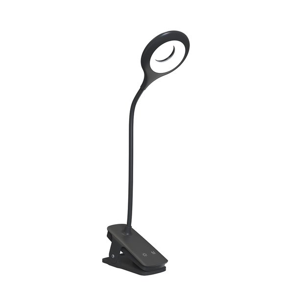 Mini Wozinsky belaidė LED skaitymo lempa su segtuku + USB-C laidu – juoda