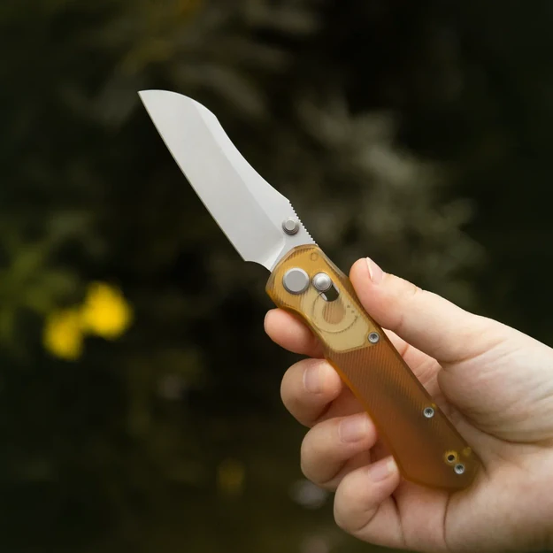Geo Knife Komodo sulenkiamas peilis Stonewash M390 Blade, Ultem GEO2509K
