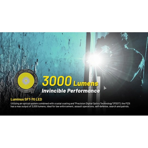 Nitecore P23i taktinis žibintuvėlis 3000lm 470m